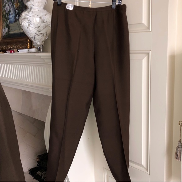 COPY - Worth New York Brown Silk 2pc Pant Suit - Picture 4 of 14